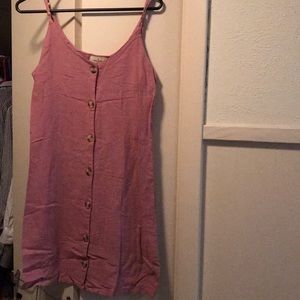 Pink linen dress.